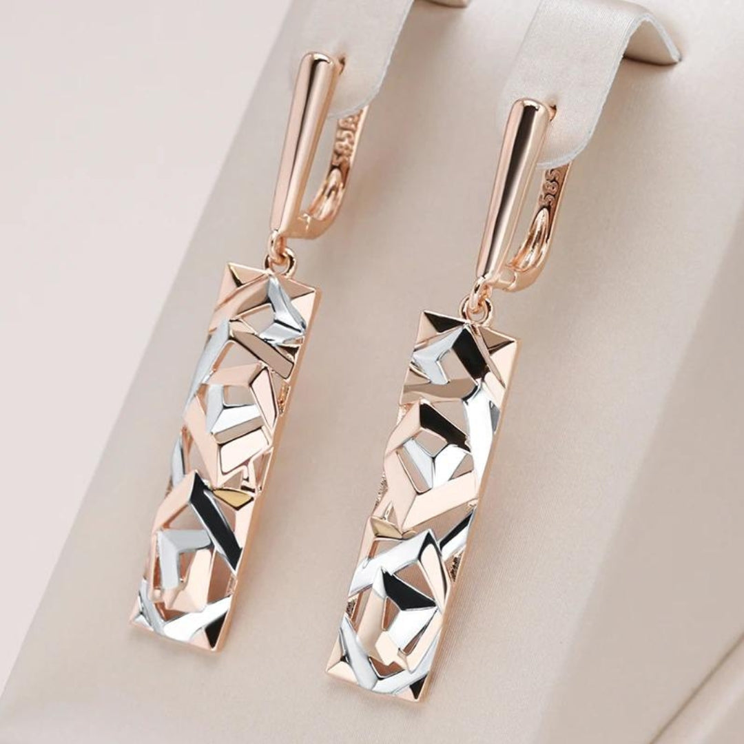 Chic Gold & Silver Rectangle Earrings