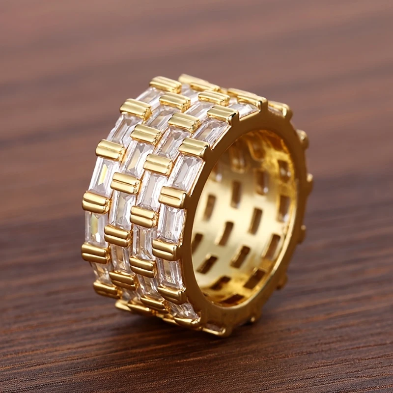 Elegant Stacked Gold Zirconia Ring