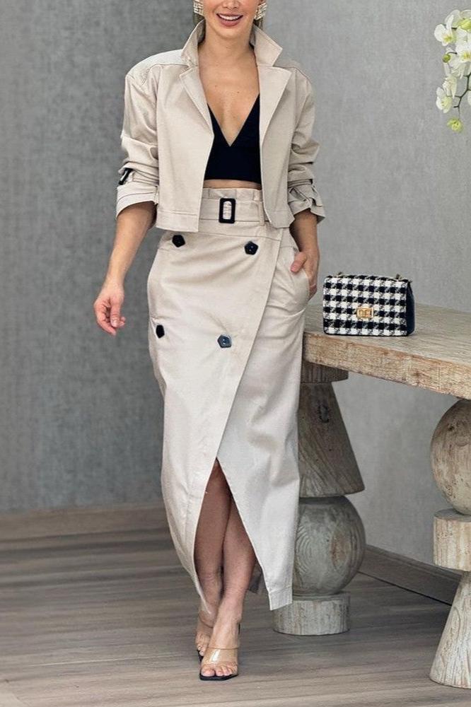 Gianna Lapel Jacket & Split Skirt Two-Piece Set