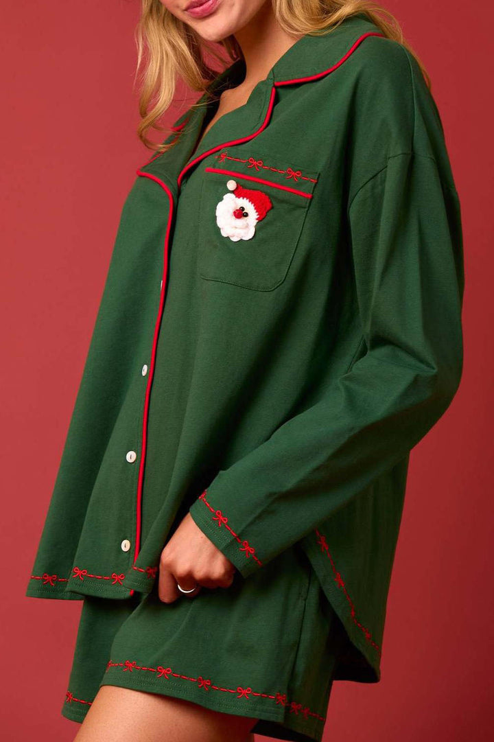 Nashua Long Sleeve Shirt Shorts Pajama Set