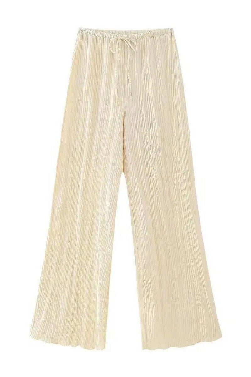 Buffy Sleeveless Halter Top High Waist Casual Wide Leg Trousers Suit
