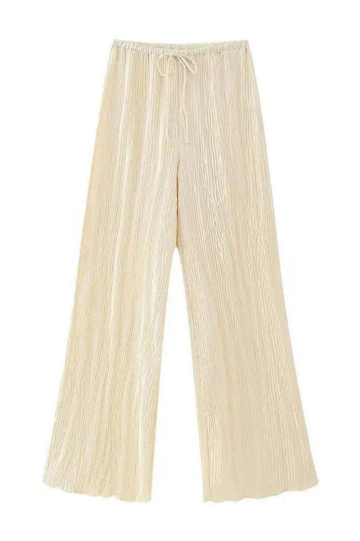 Buffy Sleeveless Halter Top High Waist Casual Wide Leg Trousers Suit