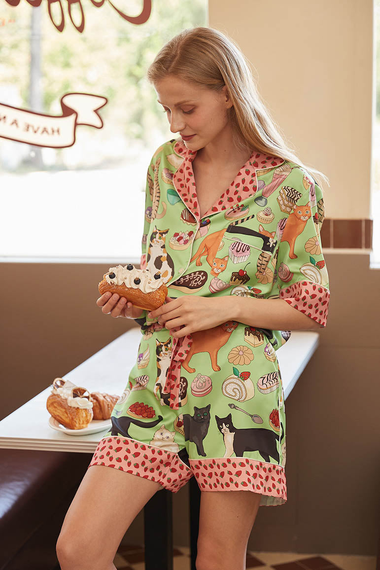 Rhea Cat Shorts Pajama Set