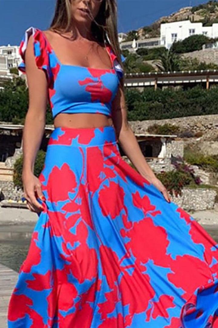 Cora Print Sexy Swing Skirt Set