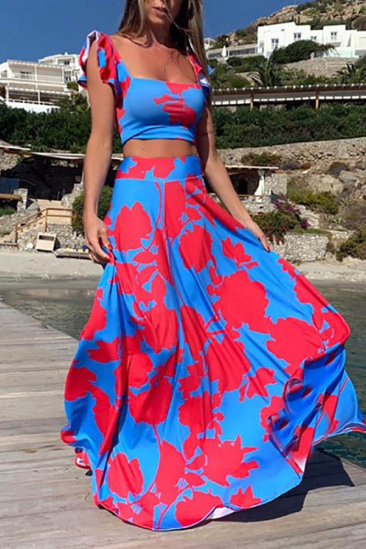 Cora Print Sexy Swing Skirt Set