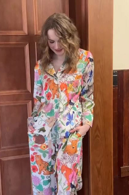 Opal White Forest Garden Pajama Set