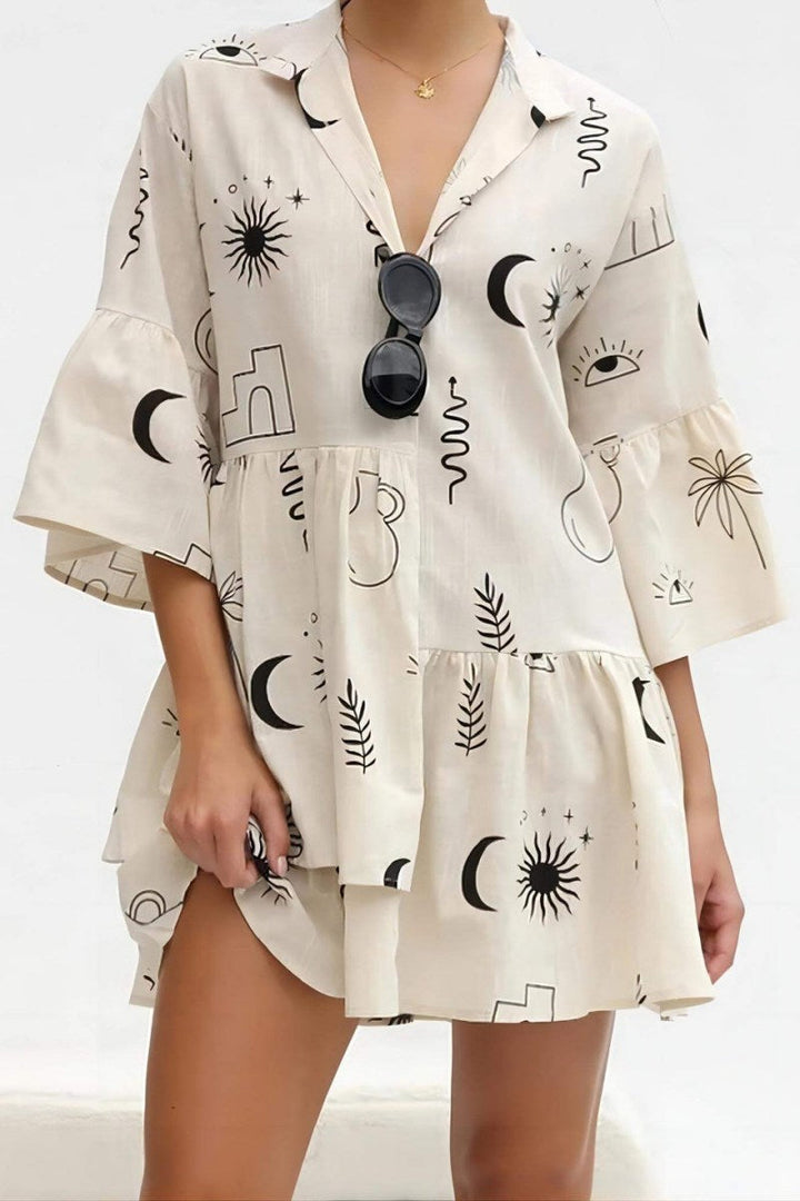 Everlee Style Loose Shirt Short Dress