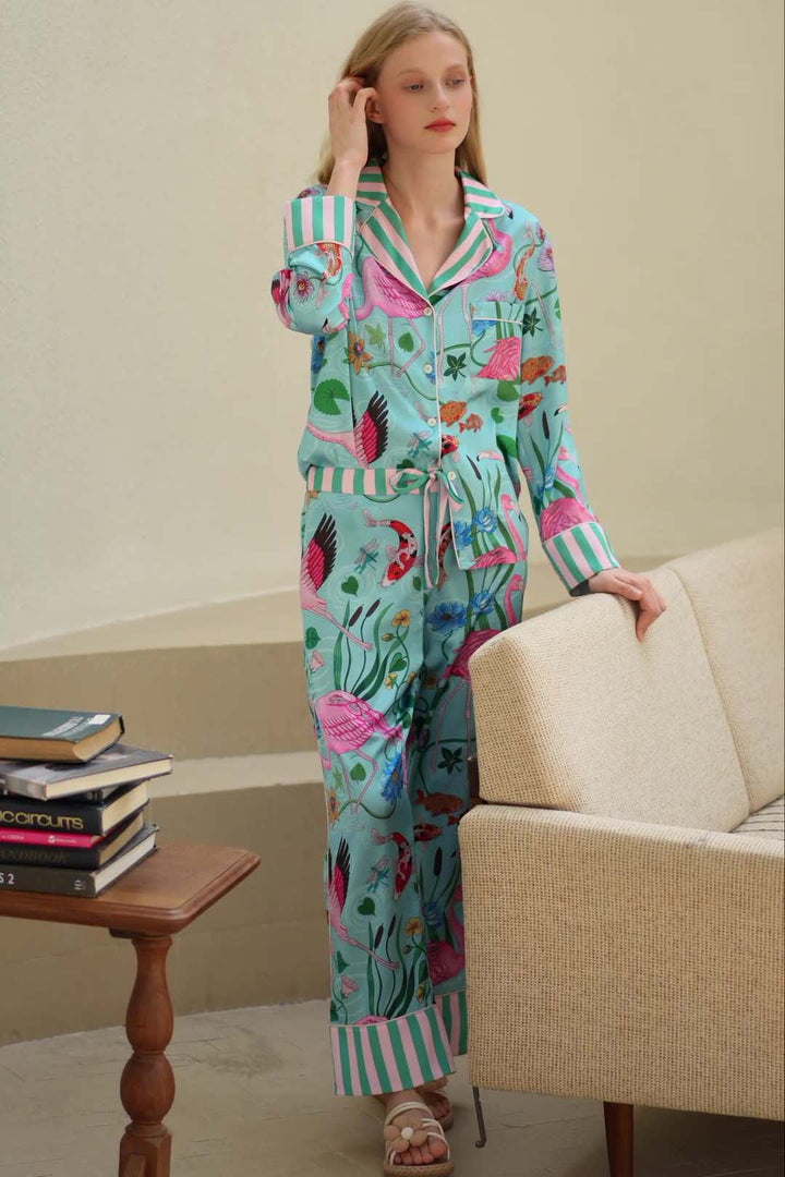 Sienna Flamingo Print Pajama Set