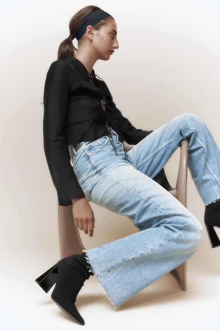 Elke-Vintage Elastic Socks Ankle Boots