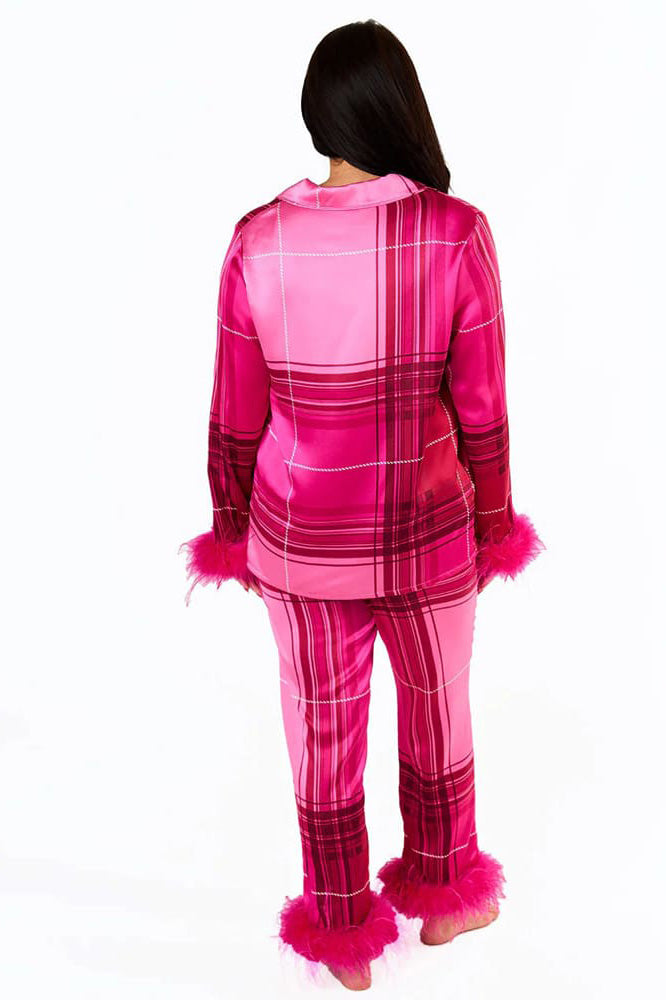 Harlow Pink Plaid Satin Pajama Set