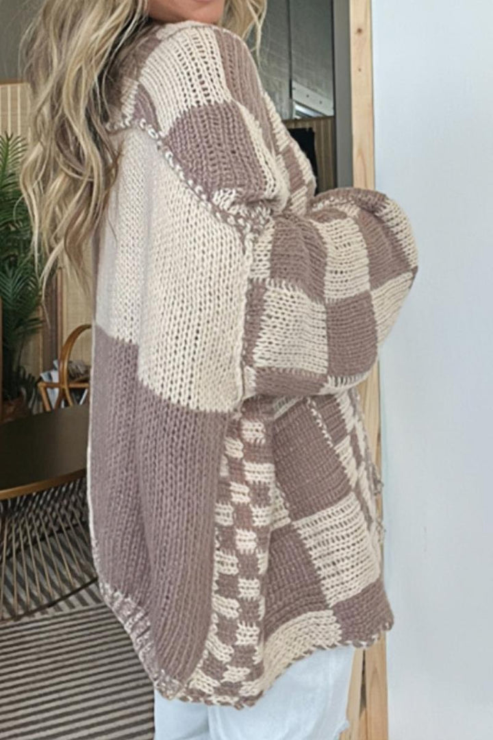 Letecia Plaid Open Front Long Sleeve Cardigan
