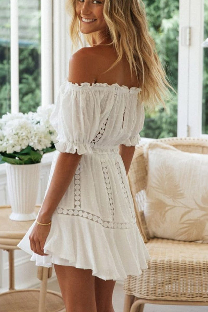 Alondra White Lace Crop Top and Skirt Matching Sets