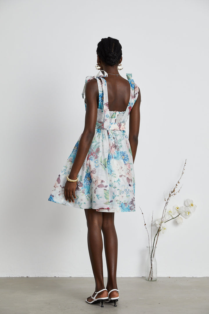 Dray Floreal Print Belted Mini Dress