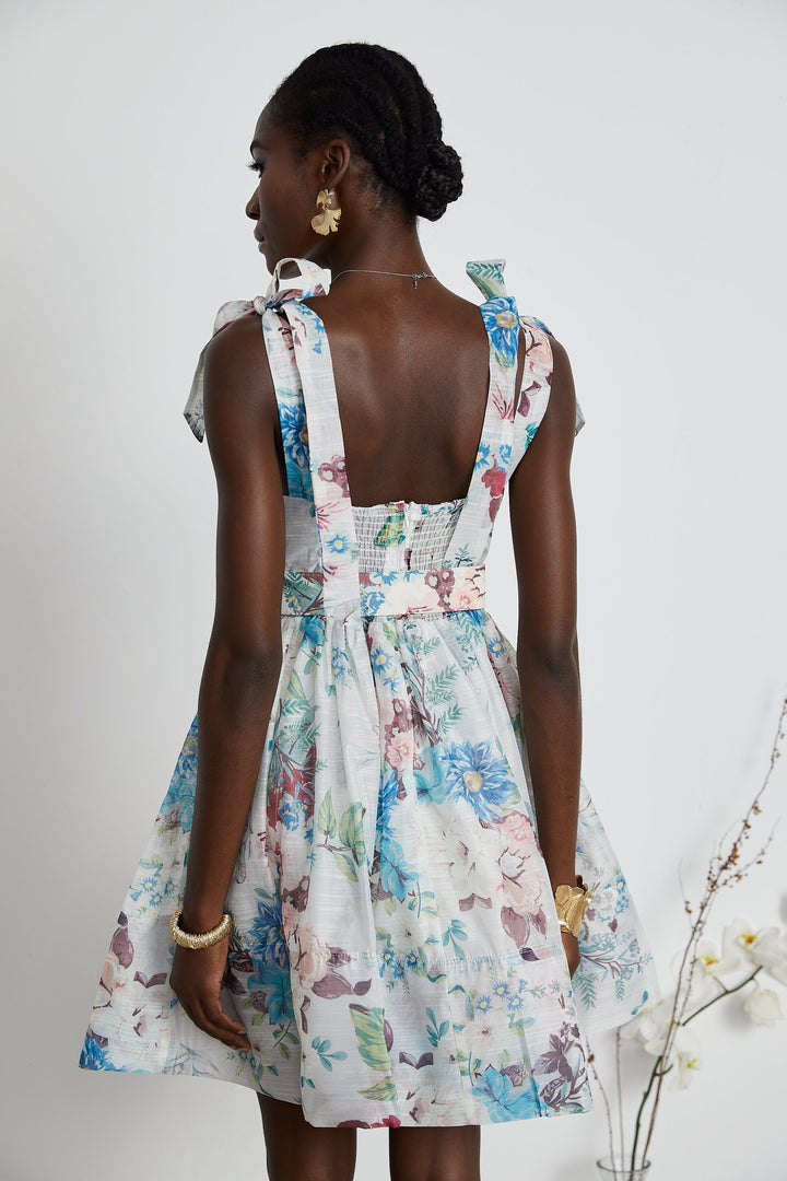 Dray Floreal Print Belted Mini Dress
