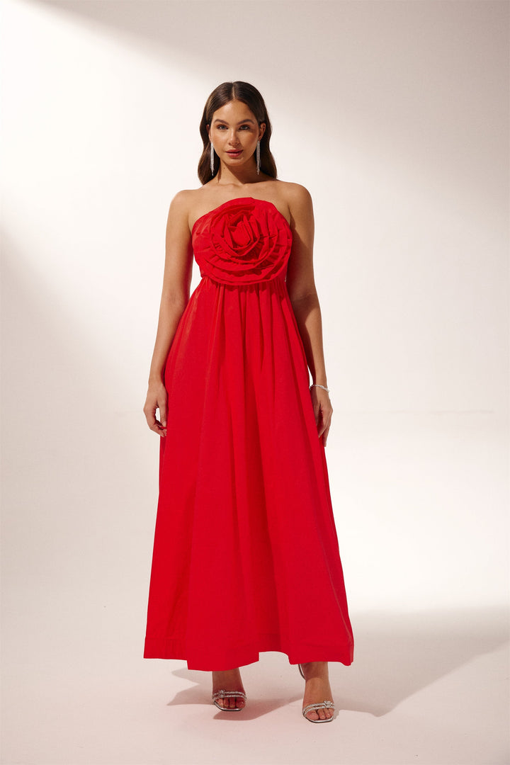 Freda Flower Strapless Maxi Dress