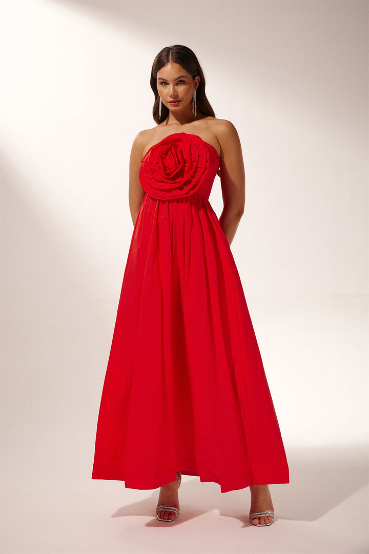 Freda Flower Strapless Maxi Dress