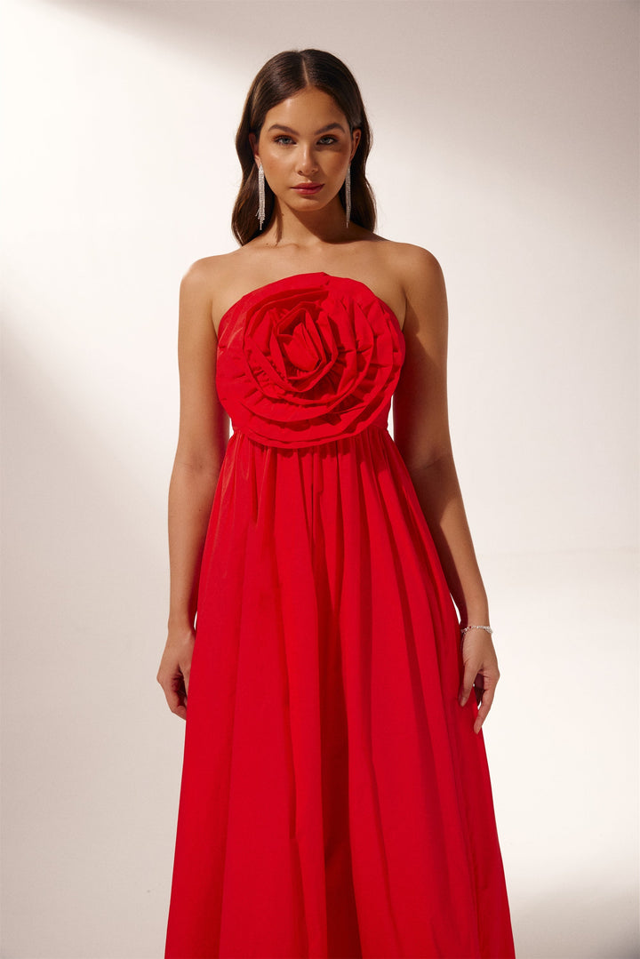 Freda Flower Strapless Maxi Dress