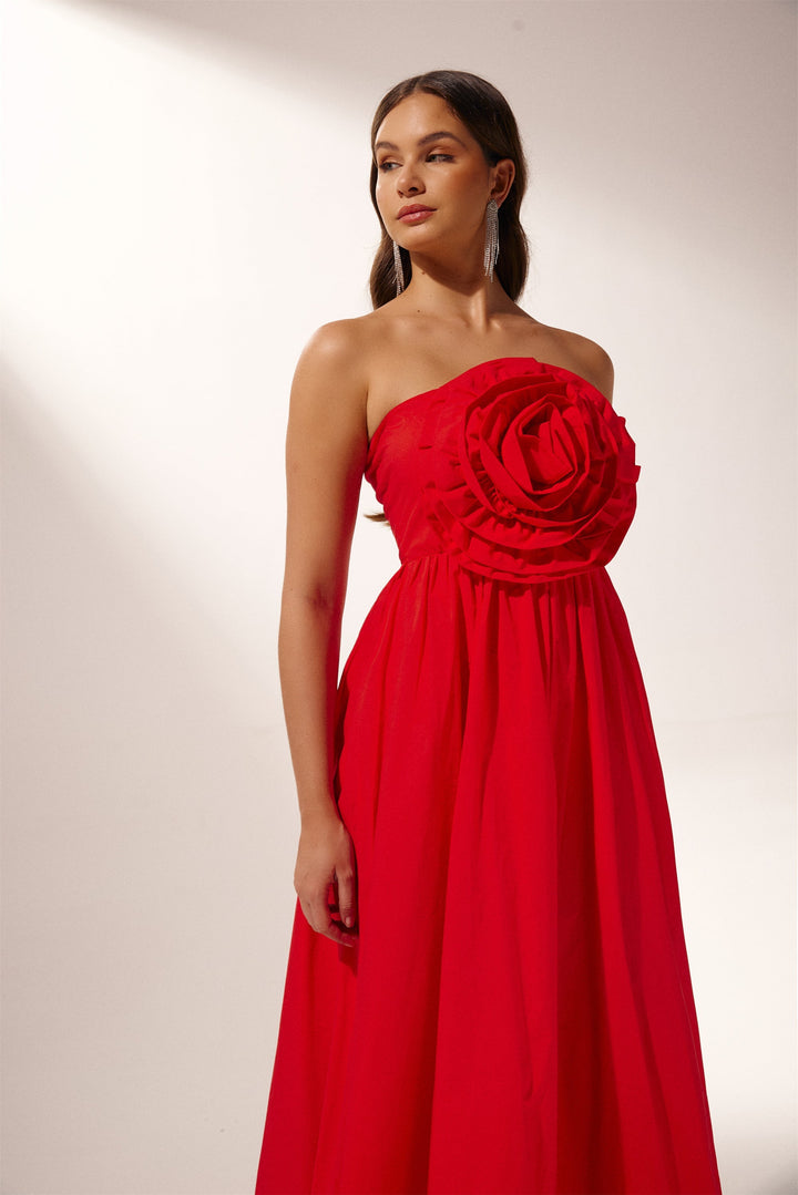Freda Flower Strapless Maxi Dress