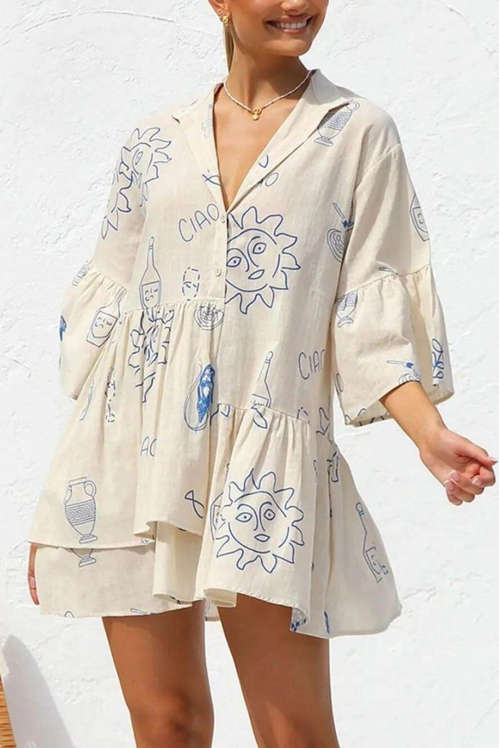 Everlee Style Loose Shirt Short Dress