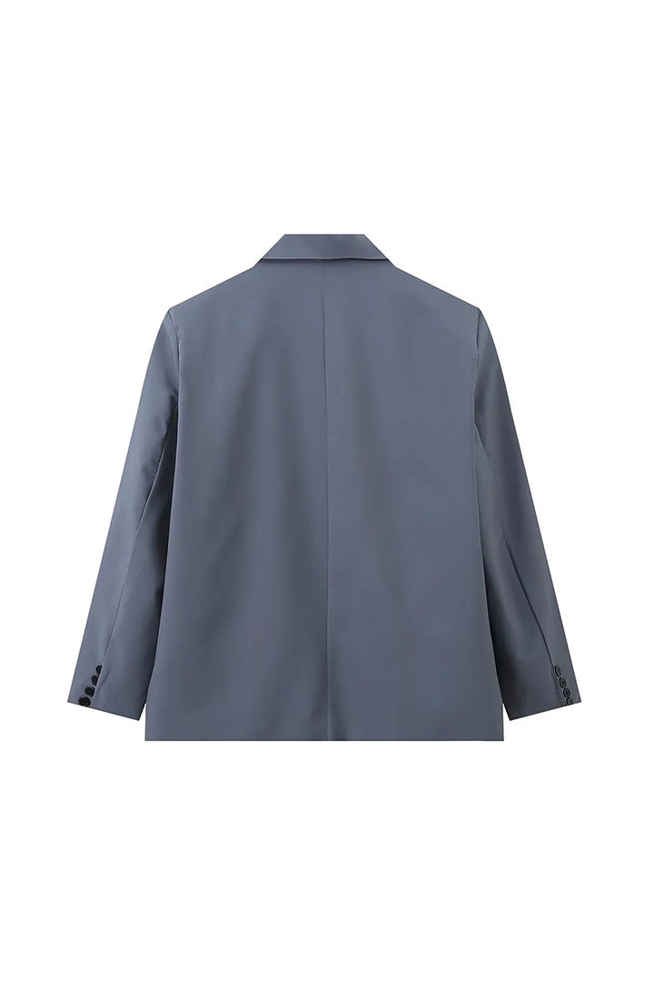 Ellerie Oversized Side Slit Blazer Steel Blue