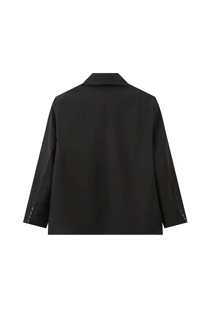 Ellerie Oversized Side Slit Blazer Steel Blue