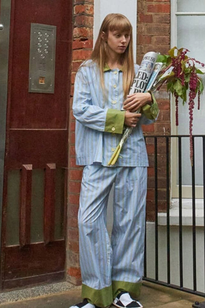 Lenn Striped Color-Block Pajama Set