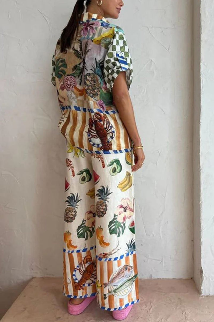 Erin Colorful Fruit Print Casual Two-Piece Set
