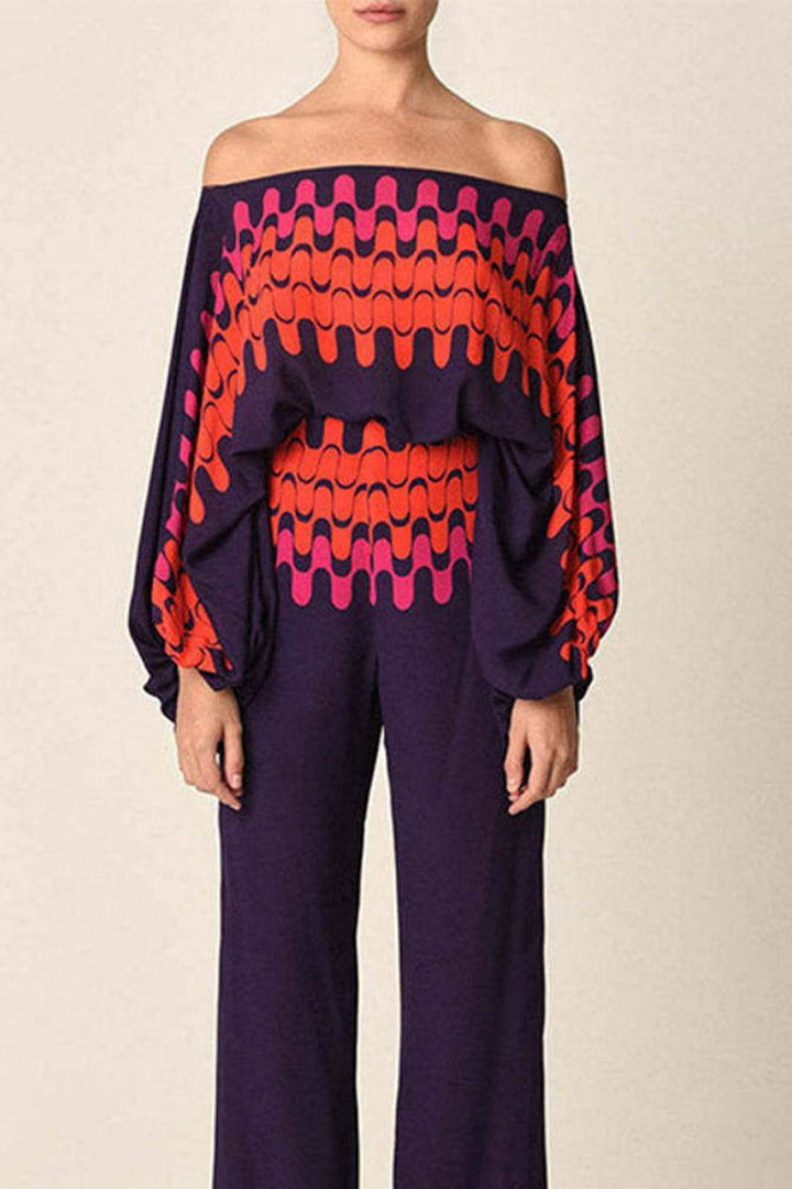 Issa Abstract Waves Two-Piece Set - Purple