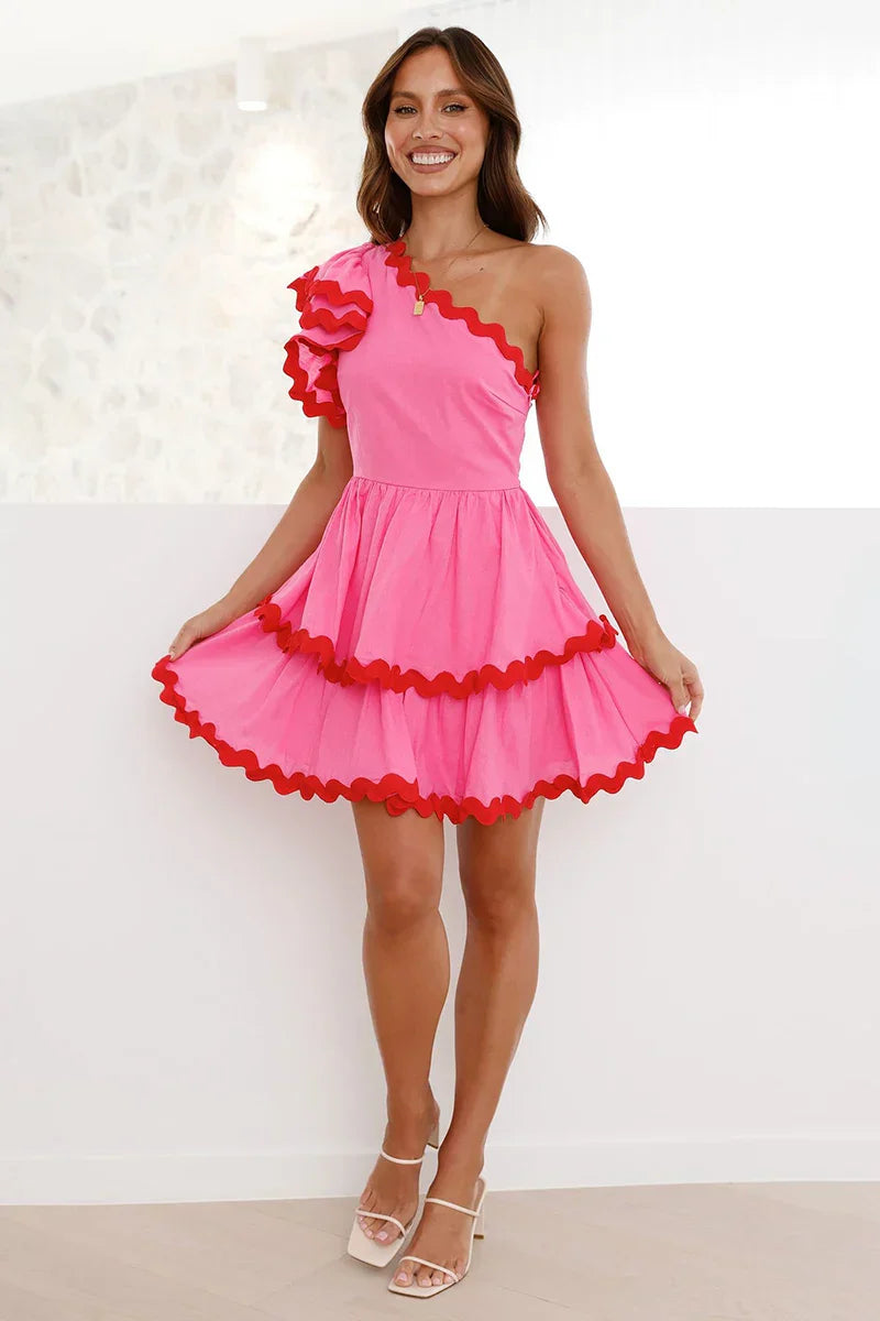 Clarita Mini Dress - Pink / Red