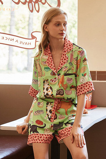 Rhea Cat Shorts Pajama Set