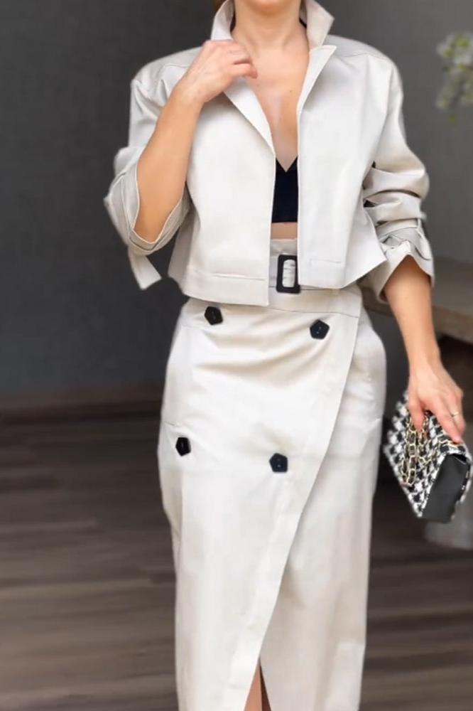 Gianna Lapel Jacket & Split Skirt Two-Piece Set
