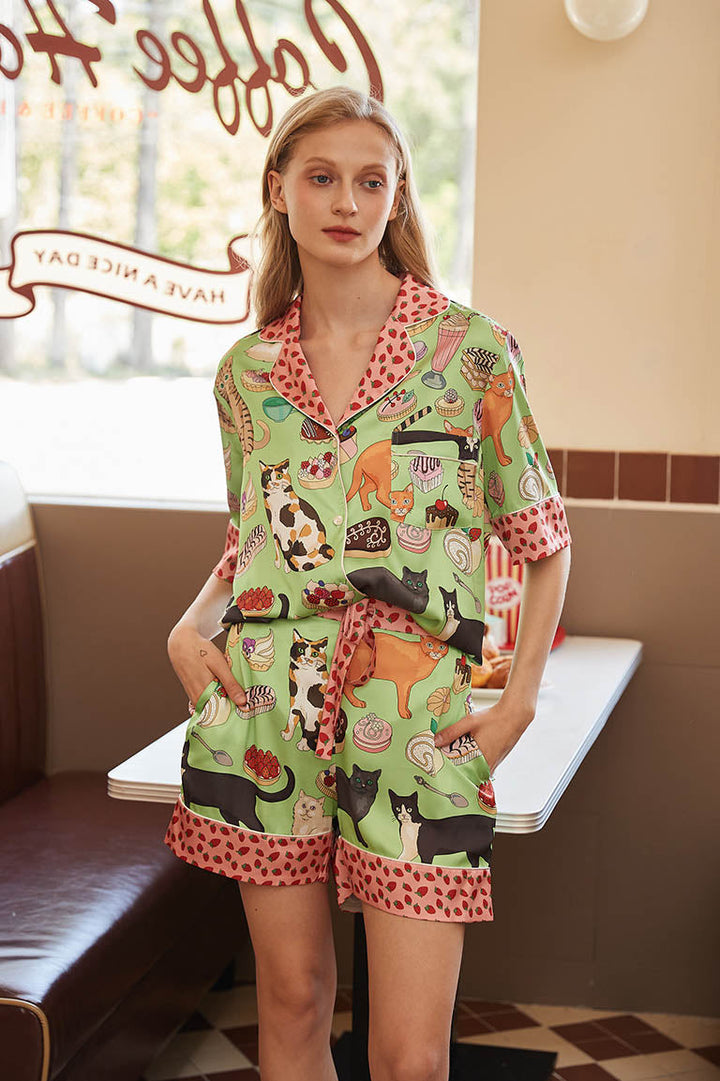Rhea Cat Shorts Pajama Set