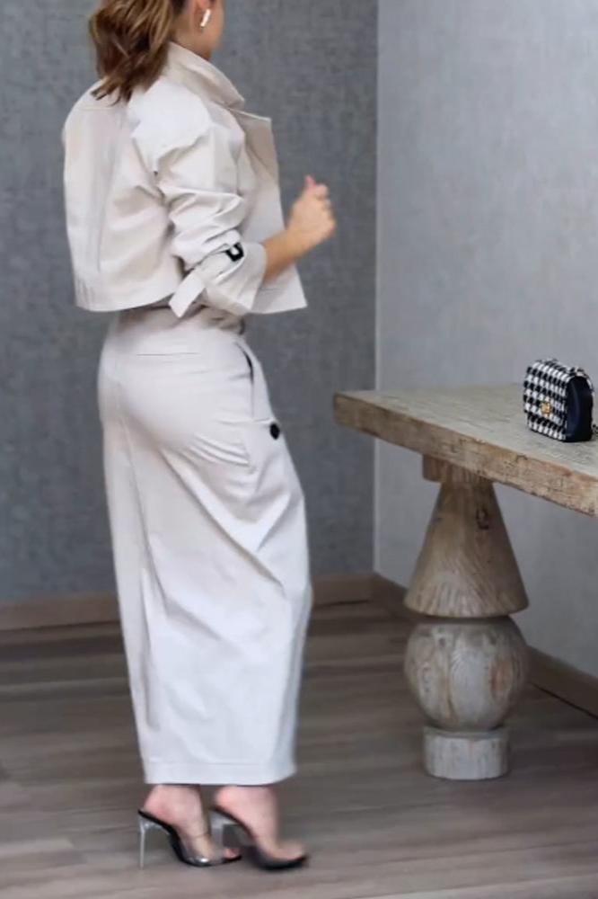 Gianna Lapel Jacket & Split Skirt Two-Piece Set