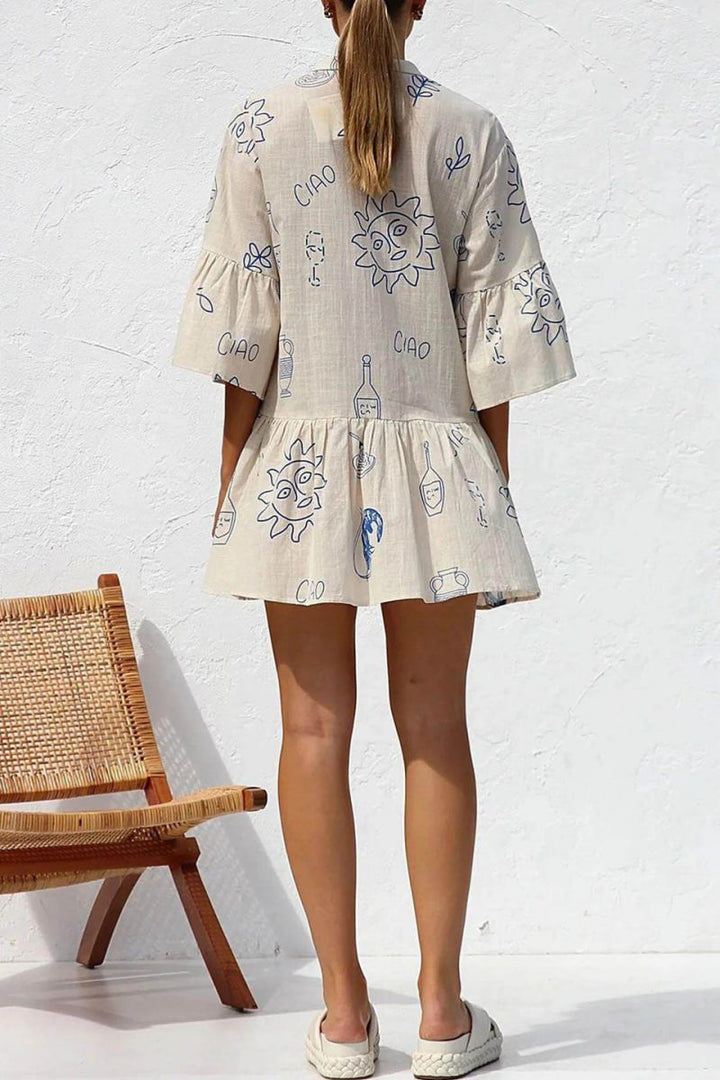 Everlee Style Loose Shirt Short Dress