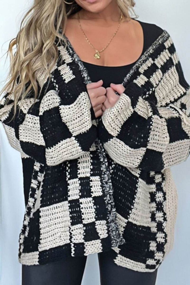 Letecia Plaid Open Front Long Sleeve Cardigan