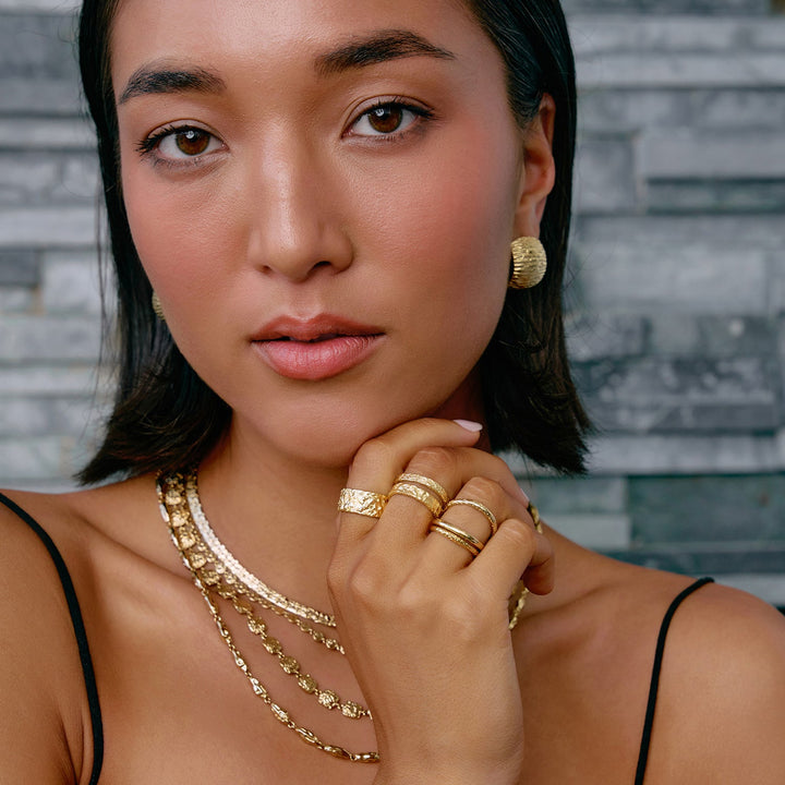 Eros Gold Textured Ring - Medium