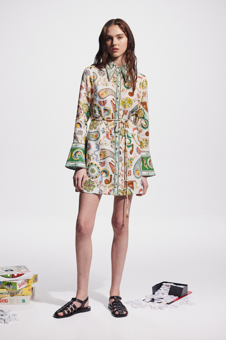Carmel Long Sleeve Paisley Mini Dress