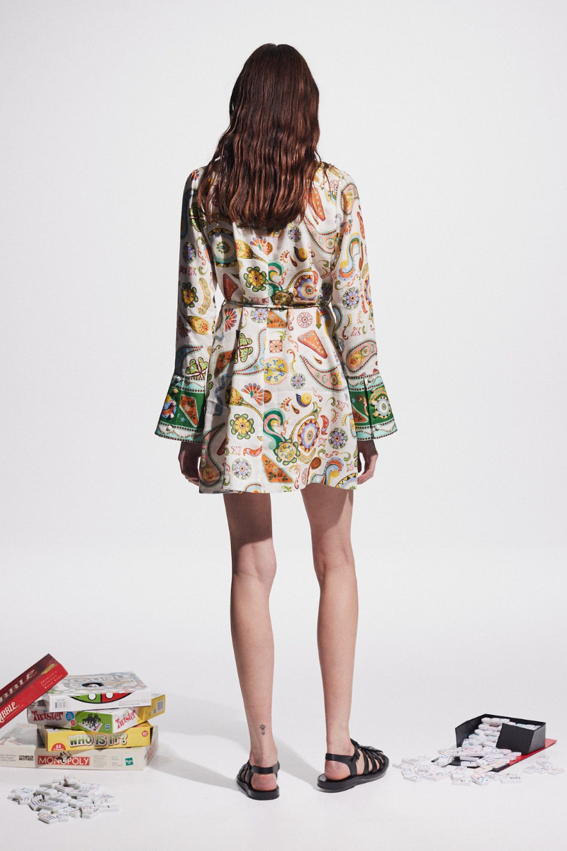 Carmel Long Sleeve Paisley Mini Dress
