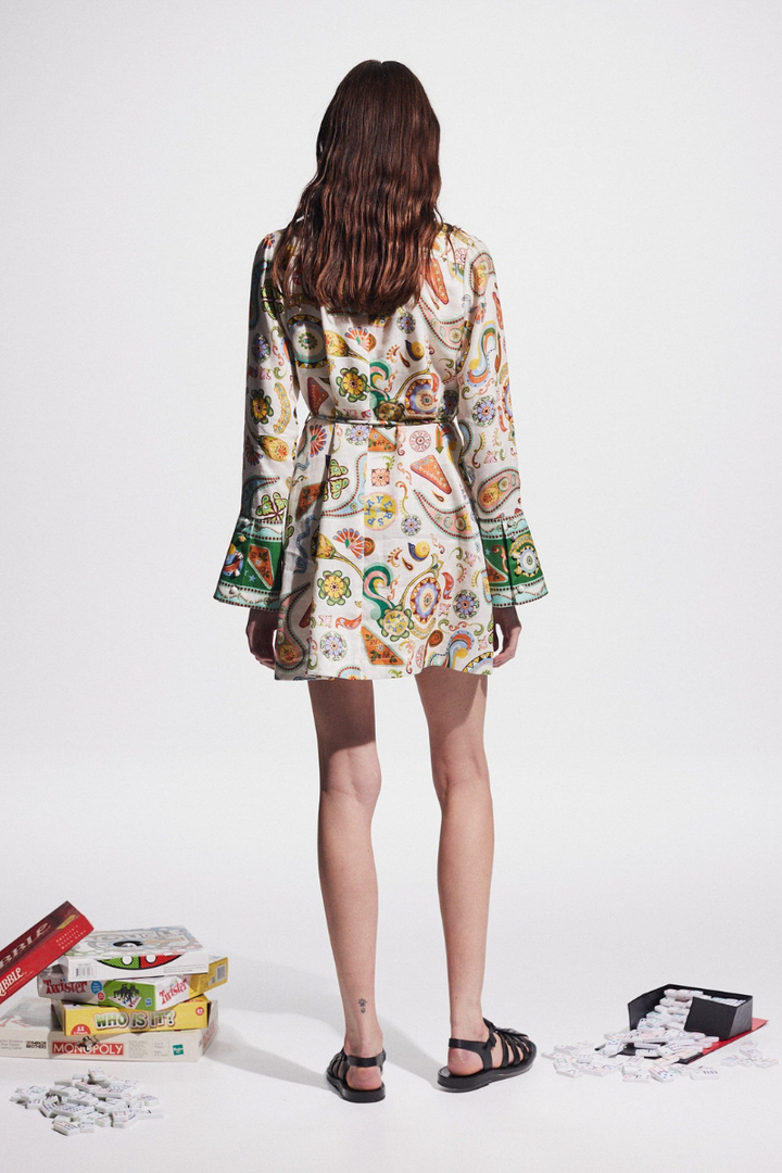 Carmel Long Sleeve Paisley Mini Dress