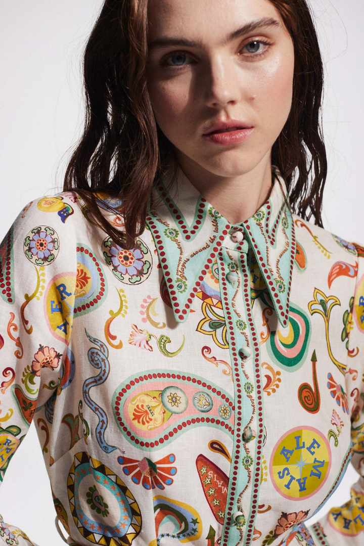 Carmel Long Sleeve Paisley Mini Dress