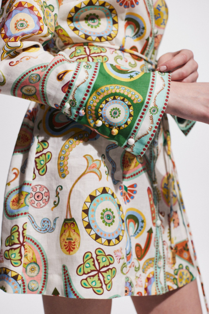 Carmel Long Sleeve Paisley Mini Dress