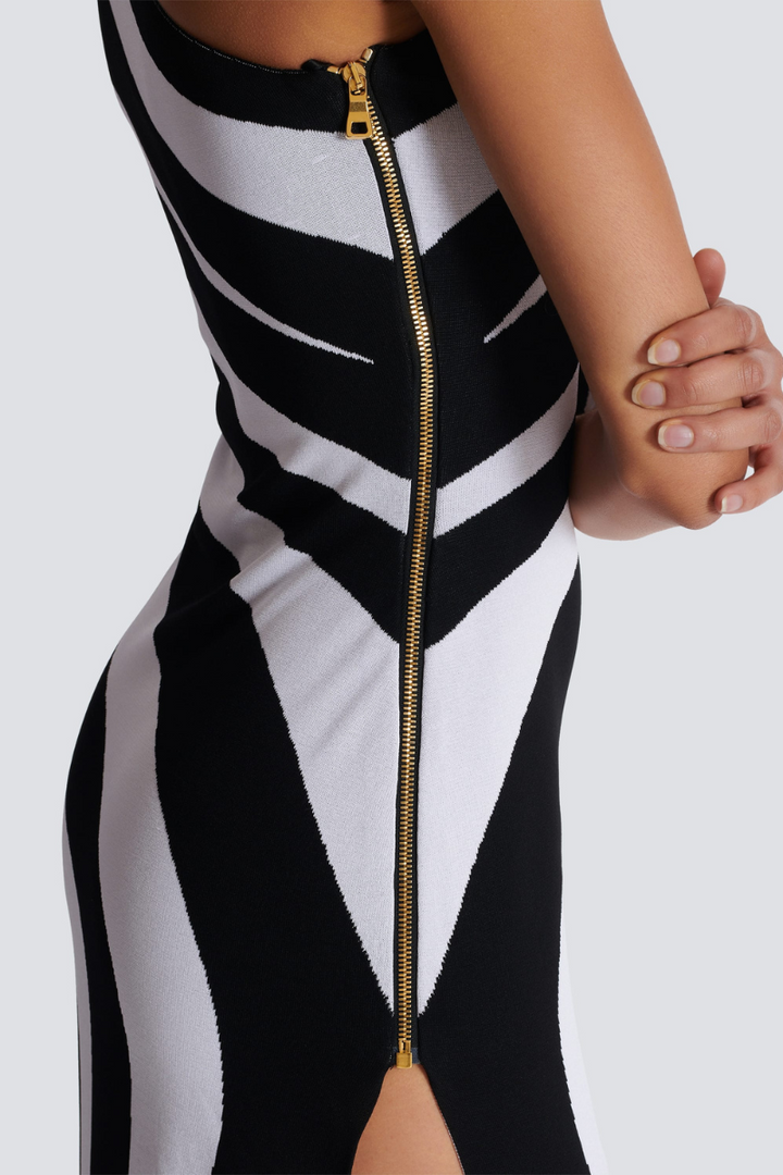 Esme One Shoulder Slit Asymmetrical Striped Maxi Dress
