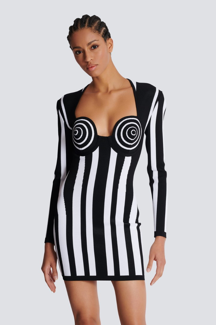 Posey Long Sleeve Striped Knit Mini Dress