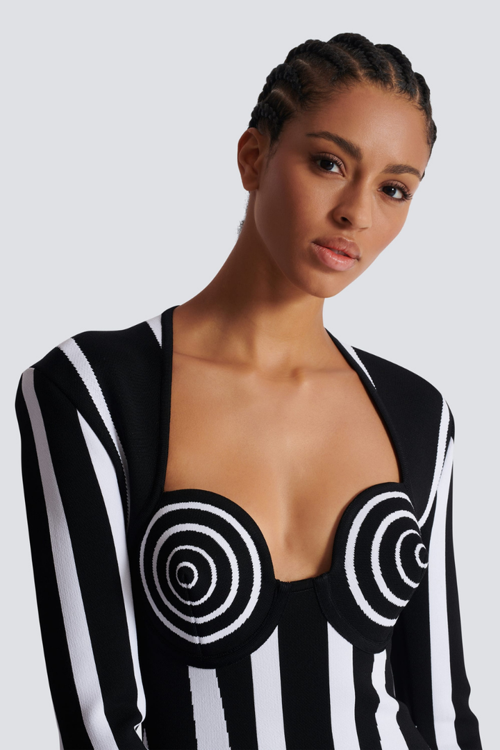 Posey Long Sleeve Striped Knit Mini Dress