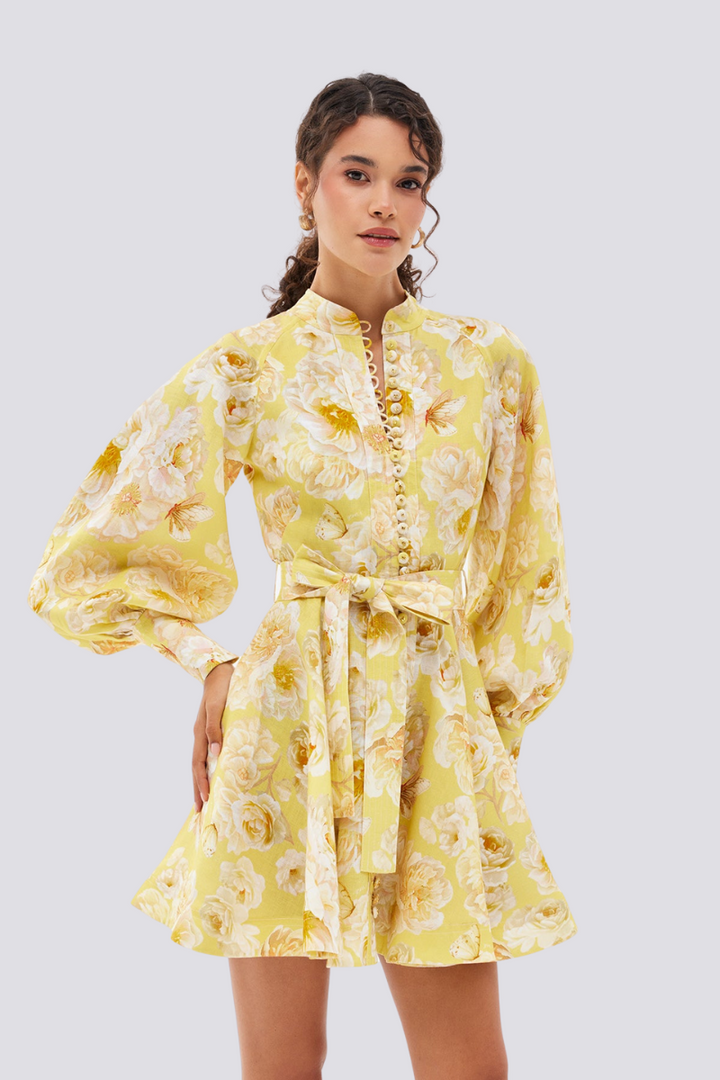 Celestina Balloon Sleeve Floral Mini Dress