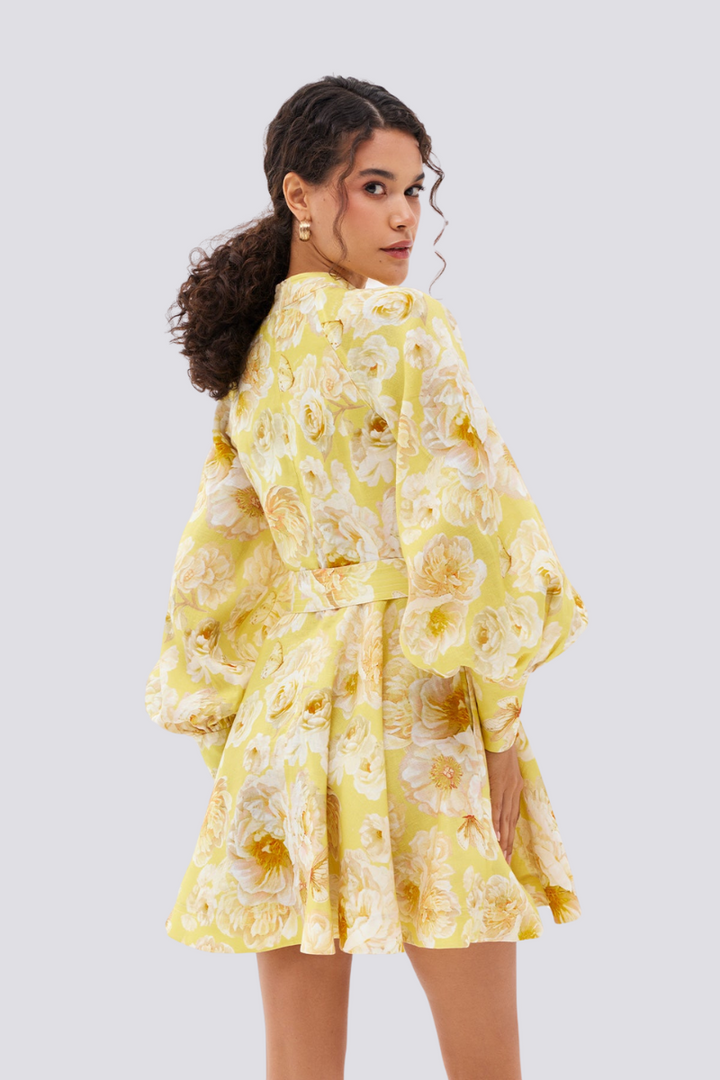 Celestina Balloon Sleeve Floral Mini Dress