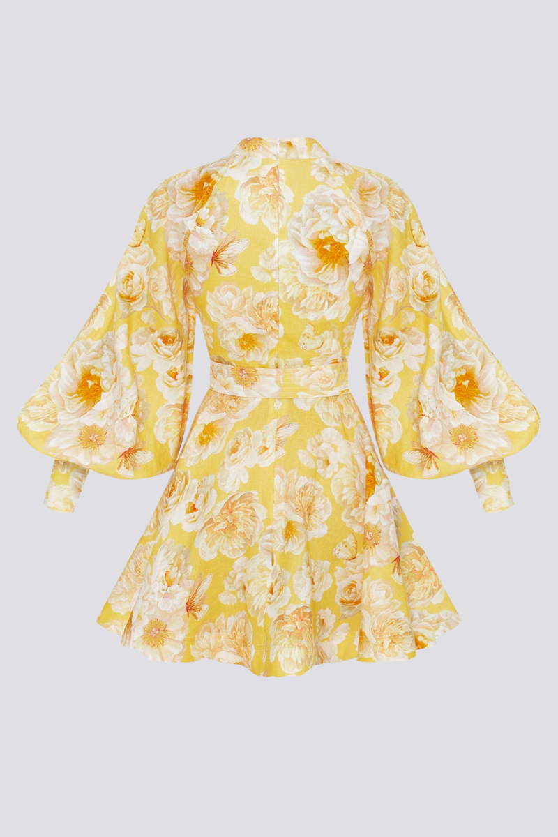 Celestina Balloon Sleeve Floral Mini Dress