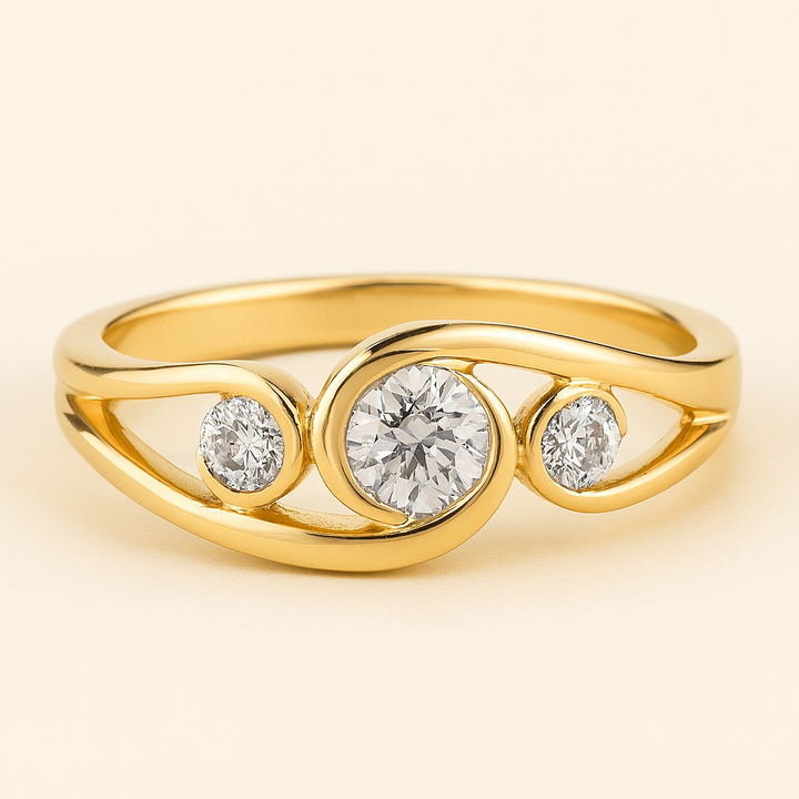 Exclusive Vintage Gold Spiral Zircon Ring
