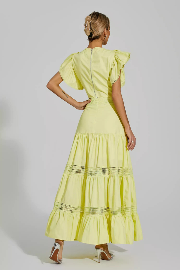 Cornalia Round Neck Ruffle Skirt Set