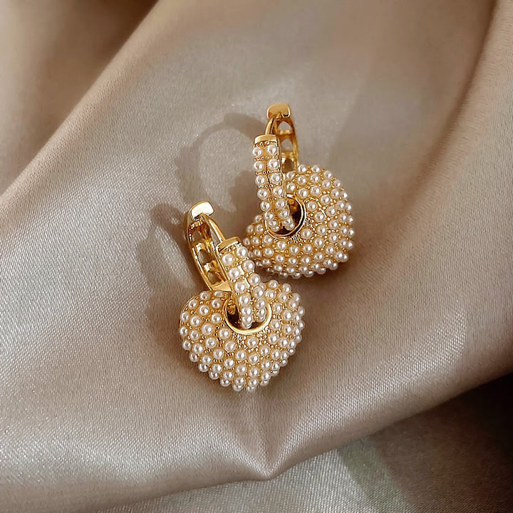 Lush Heart Pearl Earrings